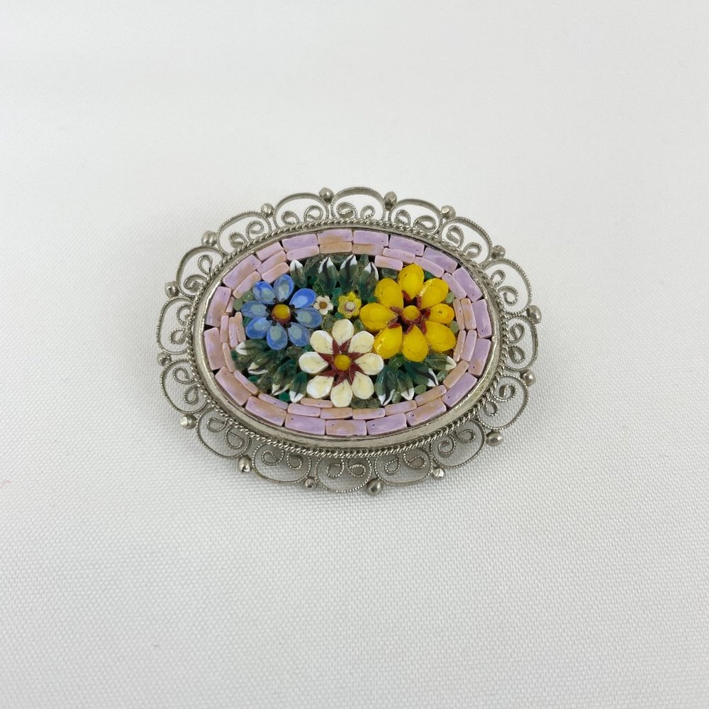 Micro Mosaic Flower Brooch MM33